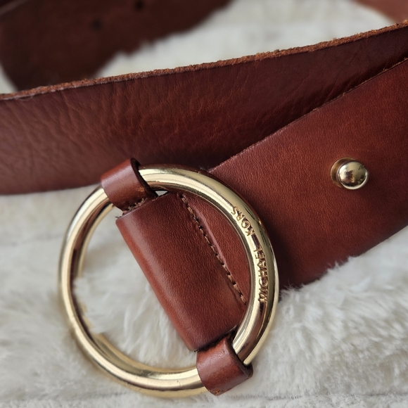 Vintage Michael Kors Y2K Genuine Leather Wide‎ Brown Boho Belt XL -Gold Buckle main image 8